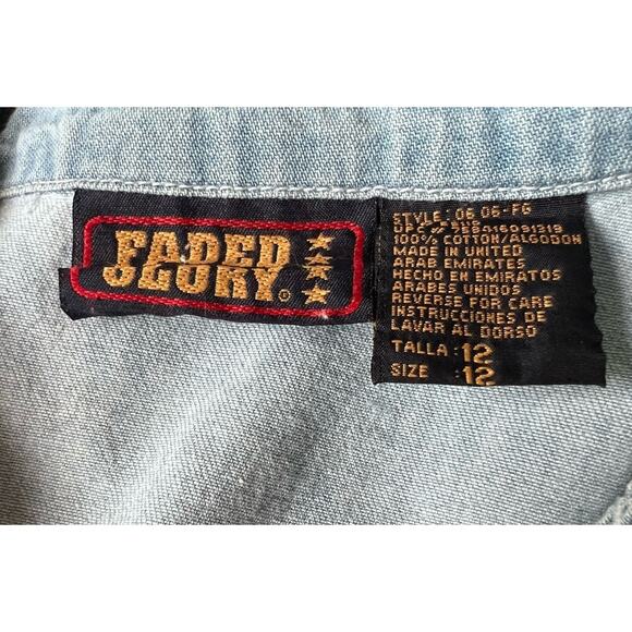 Vintage Farmhouse Cottagecore Denim Midi Dress Button Front Grid Pleat sz 12 - Picture 6 of 6